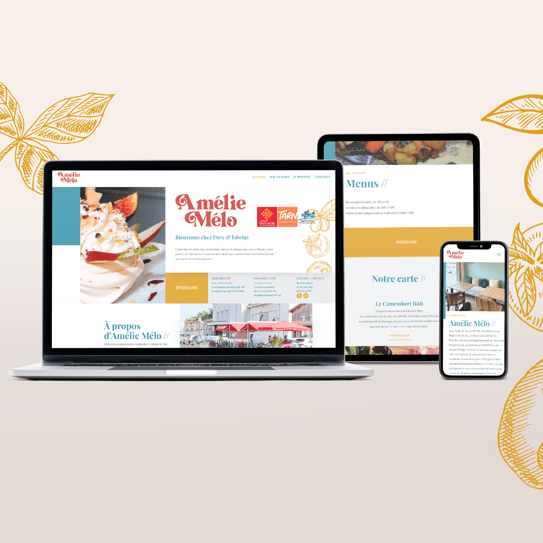 Réalisation du site internet du restaurant l&rsquo;Amélie Mélo à Castres